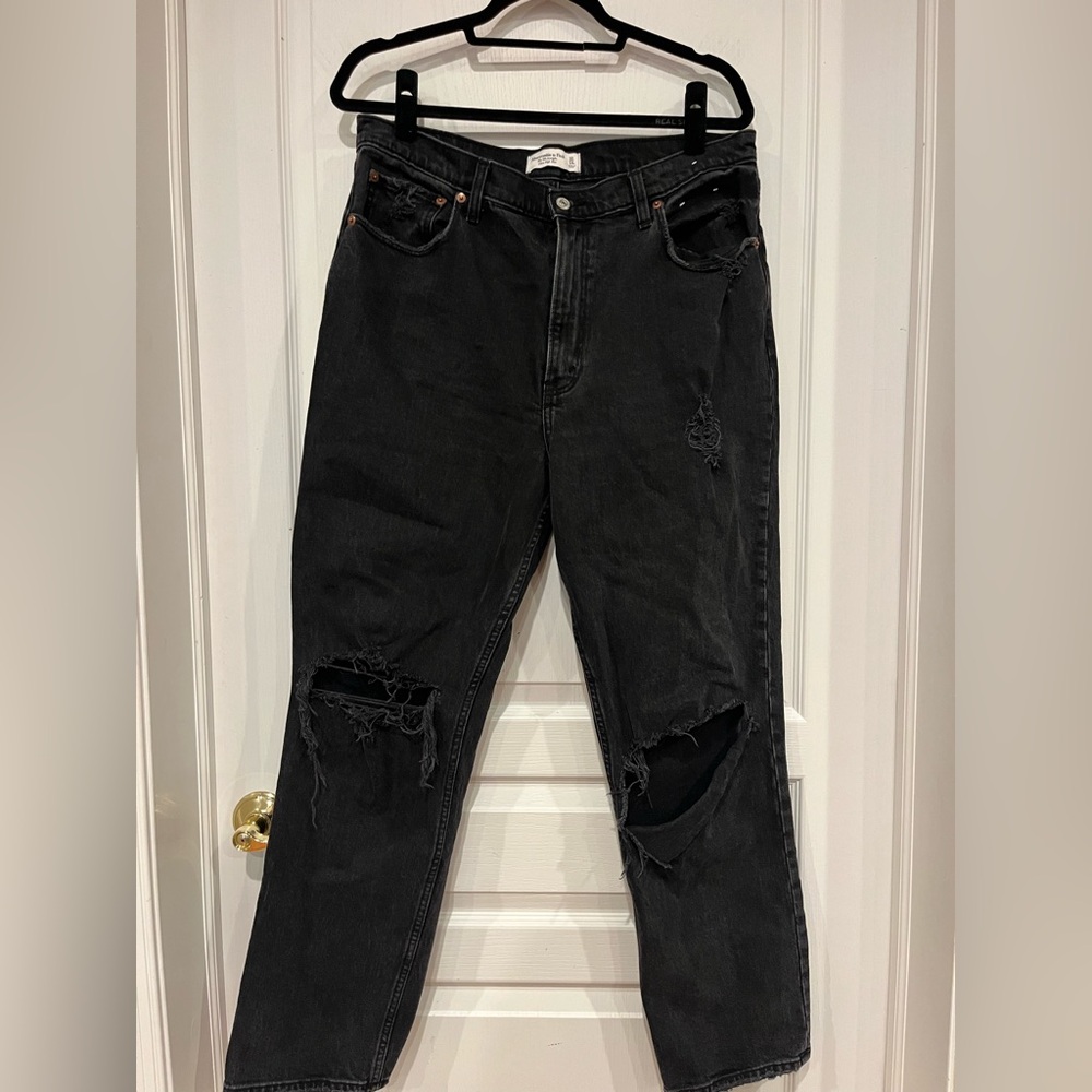 Abercrombie & Fitch 90s Straight Ultra High Rise, Black Denim (32)
